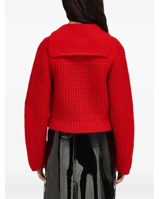 Ferragamo Red Cardigan With Gancini Buttons