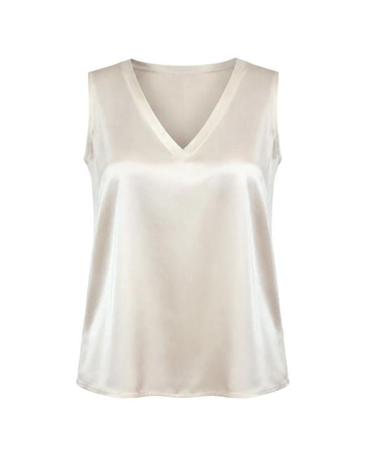 iBlues White Satin-Finish V-Neck Blouse