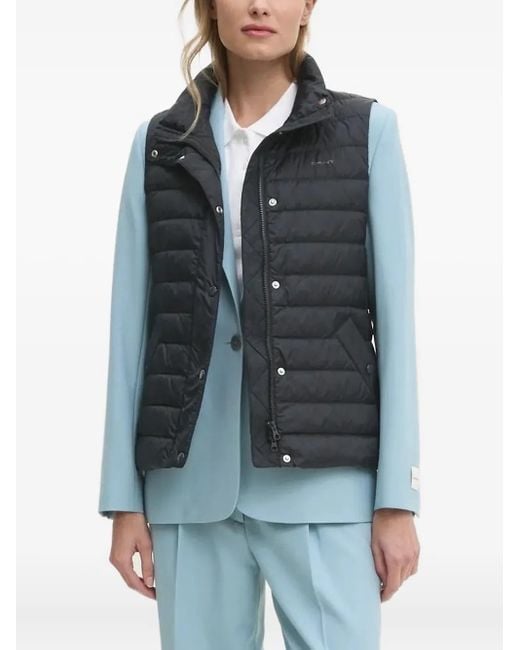 Gant Blue Quilted Button-Fastening Vest