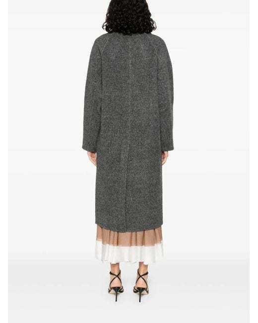 Soft Goat Gray Herringbone Coat