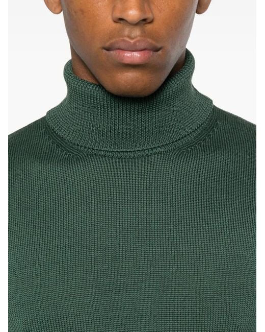 Roberto Collina Green Turtleneck Wool Sweater for men