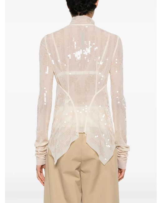 Rick Owens White Sequin-Embellished Sheer Jacket
