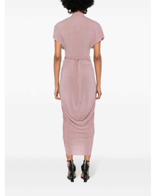 Rick Owens Pink Wrap Midi Dress