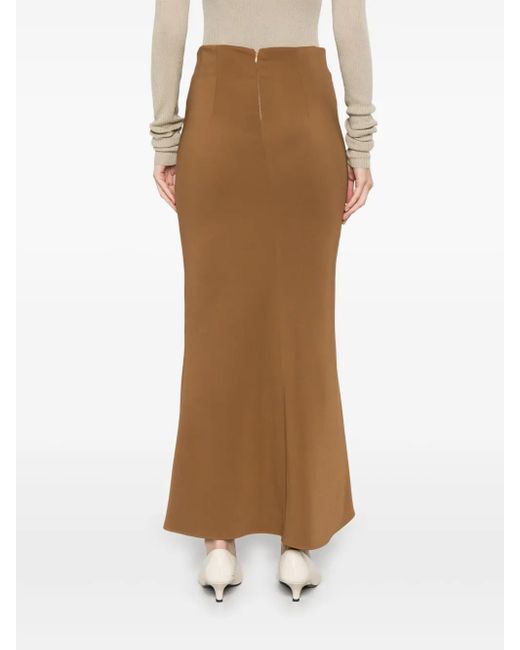 Styland Brown Crepe Maxi Skirt