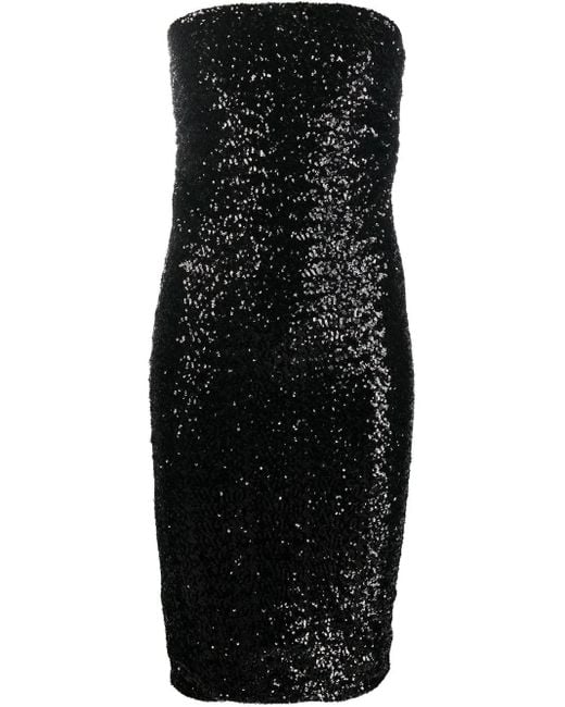 P.A.R.O.S.H. Black Sequins Off-Shoulder Dress
