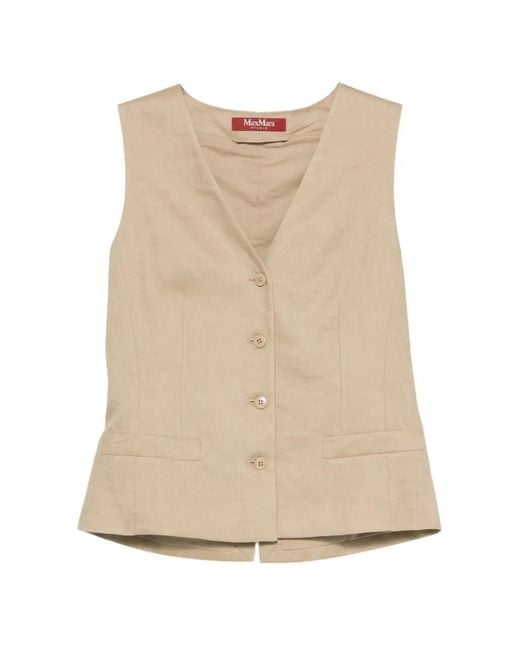 Max Mara Natural Linen Box Fit Vest With Adjustable Back Strap