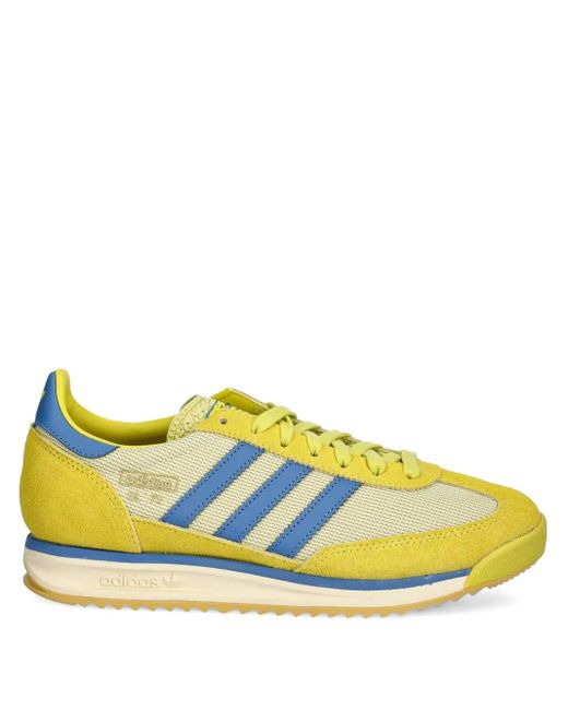 Adidas Yellow Sl 72 Three-Stripe Suede Sneakers for men