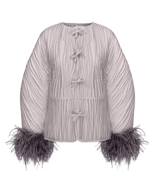 Sleeper Gray Hebao Feather-detail Jacket