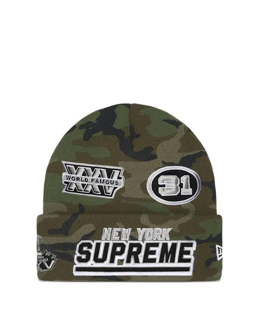 Supreme メンズ グリーン カモフラージュ ビーニー