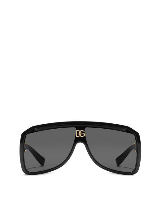 Dolce & Gabbana Black Lunettes De Soleil Géométriques Dg Crossed À Plaque Logo