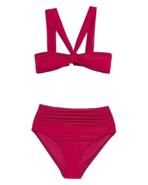 Zimmermann Pink Ruched Clothing Bikini Set