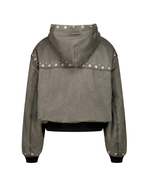 we11done Gray Studded Hooded Jacket for men