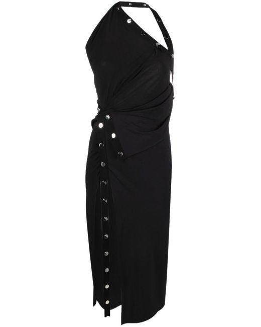 The Attico Black One-shoulder Asymmetric Midi Dress