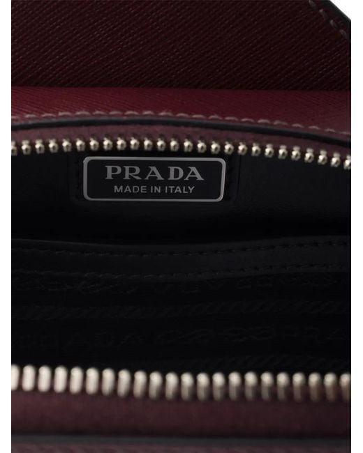 Prada Red Brique Leather Messenger Bag for men