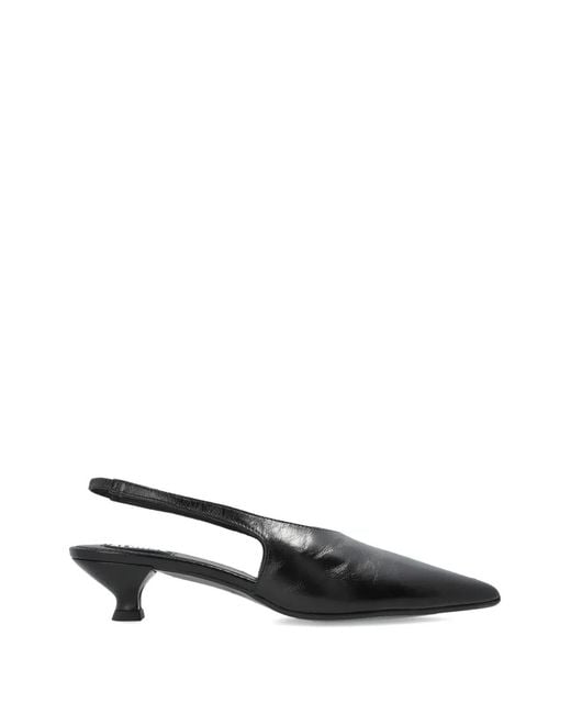 Alohas Black Point-Toe Kitten Heels Slingback