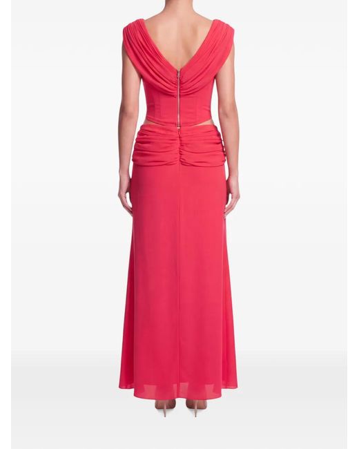 POST MERIDIEM Pink Draped Chiffon Maxi Skirt