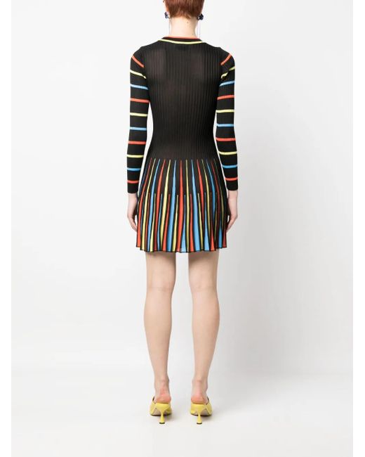 MSGM Black Long-Sleeve Stretched Dress