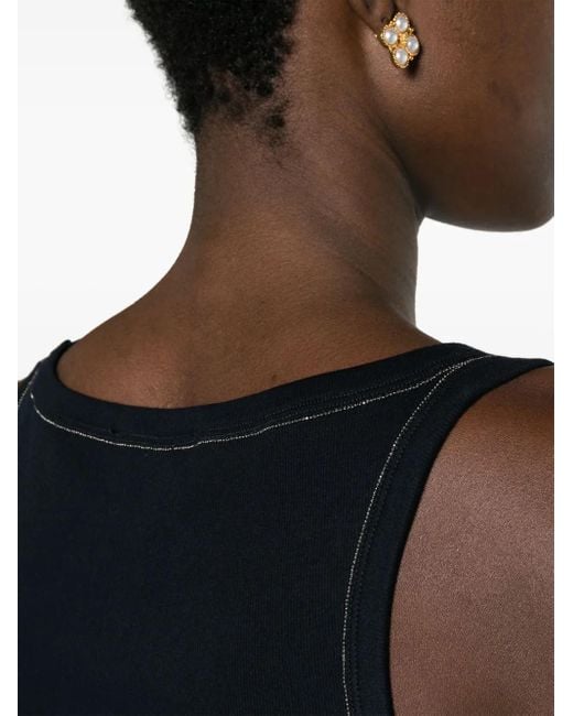 Fabiana Filippi Black Ribbed Cotton Sleeveless Top