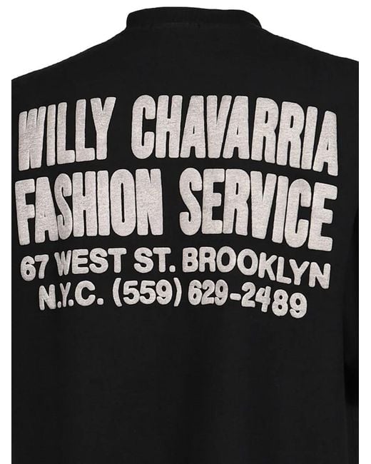 Willy Chavarria Black Fashion Services Logo-Print Cotton T-Shirt for men