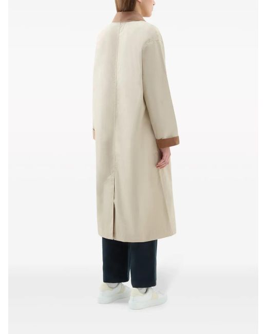Woolrich Natural Single-Breasted Two-Tone Coat