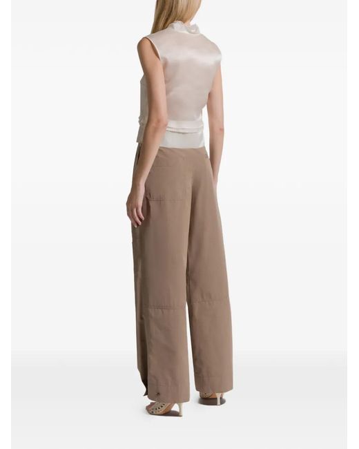 Alberta Ferretti White Ruffled Buttoned Blouses