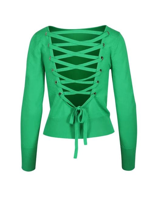 AKNVAS Green Lily Lace-Up Top