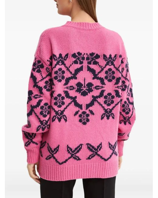 High Sport Pink Georgia Patterned-Intarsia Jumper
