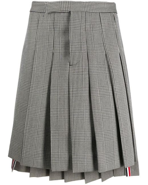 Thom Browne Prince Of Wales Check Pleated Skirt in Grey for Men | Lyst ...