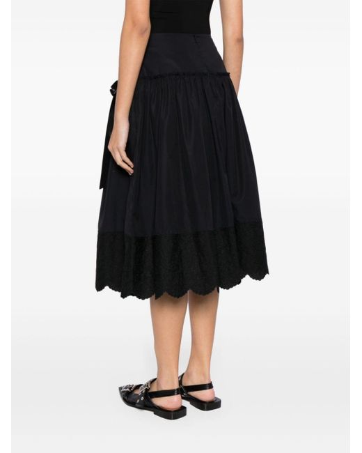 Simone Rocha Black Bow-embellished Gathered Cotton Skirt