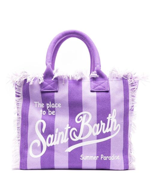 Mc2 Saint Barth Vanity Striped Beach Bag Purple