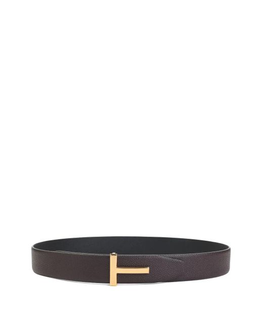 Tom Ford White Leather T-Buckle Belt for men
