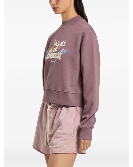 Palm Angels Purple Life's A Beach Cropped Sweatshirt