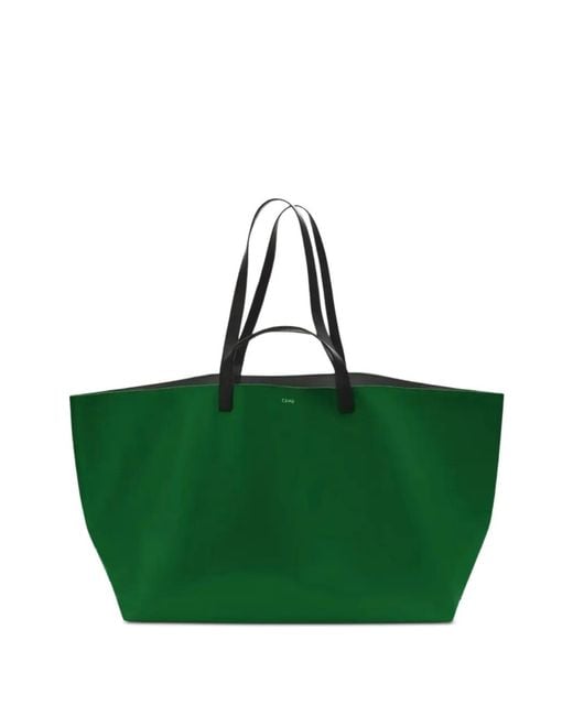CAHU Green Large Le Pratique Logo-Detail Tote Bag