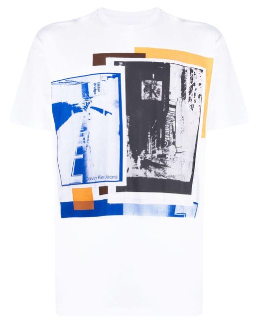 T-shirt Connected Layer di Calvin Klein in Blue da Uomo