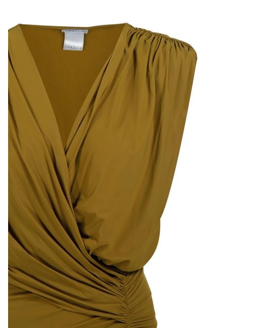 Amazuìn Green Meghan Draped Maxi Dress