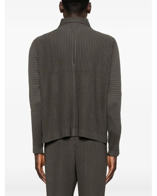 Homme Plissé Issey Miyake Brown Zip-Up Pleated Top for men