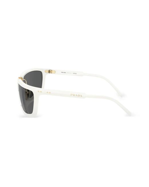 Prada Gray Logo-Engraved Square-Frame Sunglasses for men