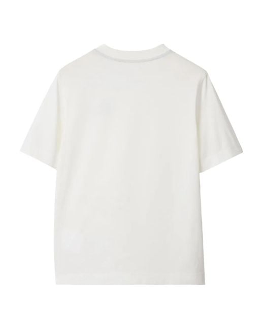 Burberry White Equestrian Knight-Detail Cotton T-Shirt