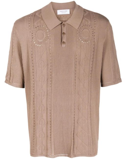 MARINE SERRE Brown Moon Diamant Cable-Knit Polo Top for men