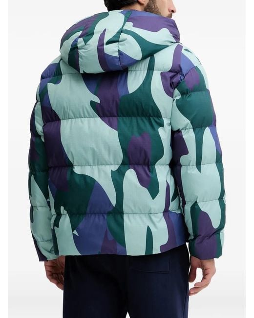 EA7 Blue Camouflage Hooded Jacket for men
