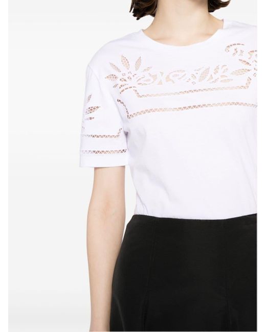 Ermanno Scervino White Broderie Anglaise Cotton T-shirt
