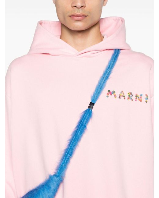 Logo-print cotton hoodie Marni de hombre de color Pink