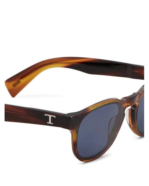 Tod's Blue Logo Round-Frame Sunglasses