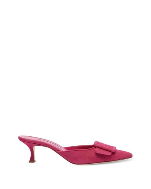 Manolo Blahnik Pink Mules Maysale À Bout Pointu
