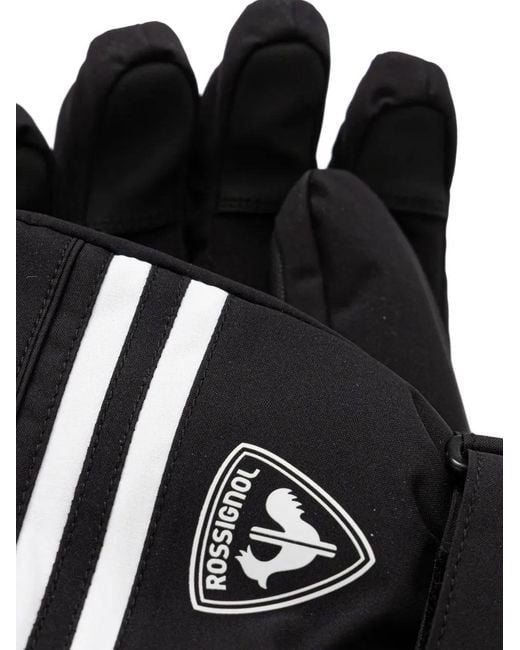 Rossignol Black Logo-Patch Stripe-Detail Ski Gloves for men