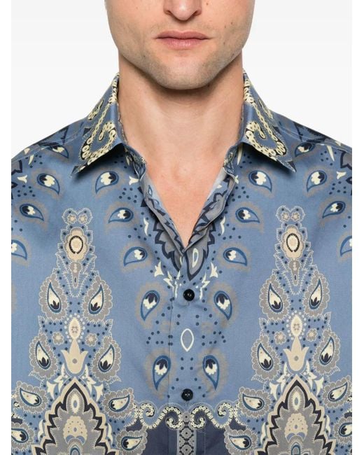 メンズ Etro ペイズリー シャツ Blue