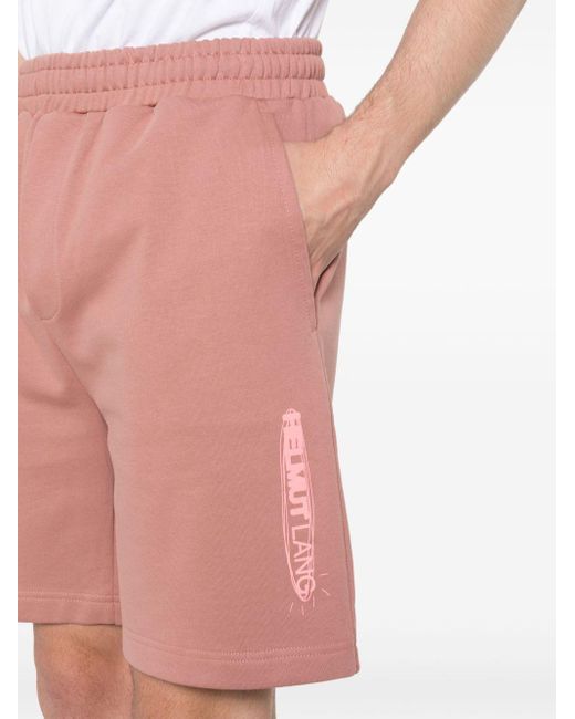 Helmut Lang Pink Space-logo Cotton Shorts for men