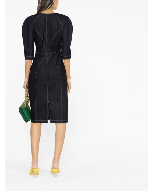 Alberta Ferretti Blue Denim Midi Dress