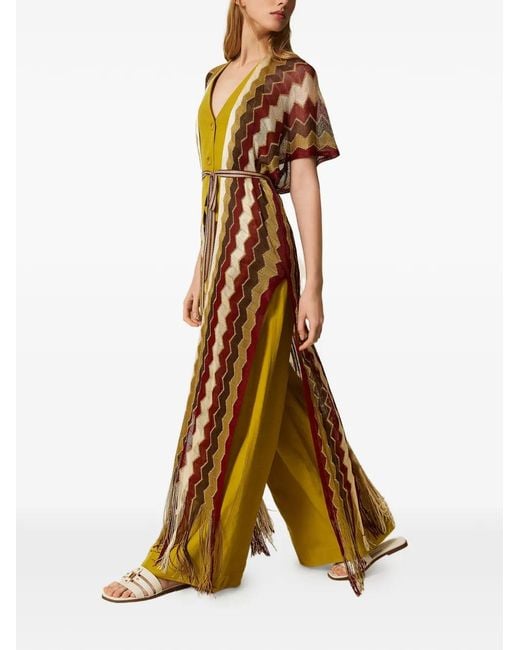 Twinset Metallic Zigzag-Pattern Kimono