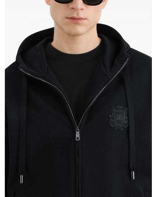 Dolce & Gabbana Black Cotton Hooded Sweatshirt for men
